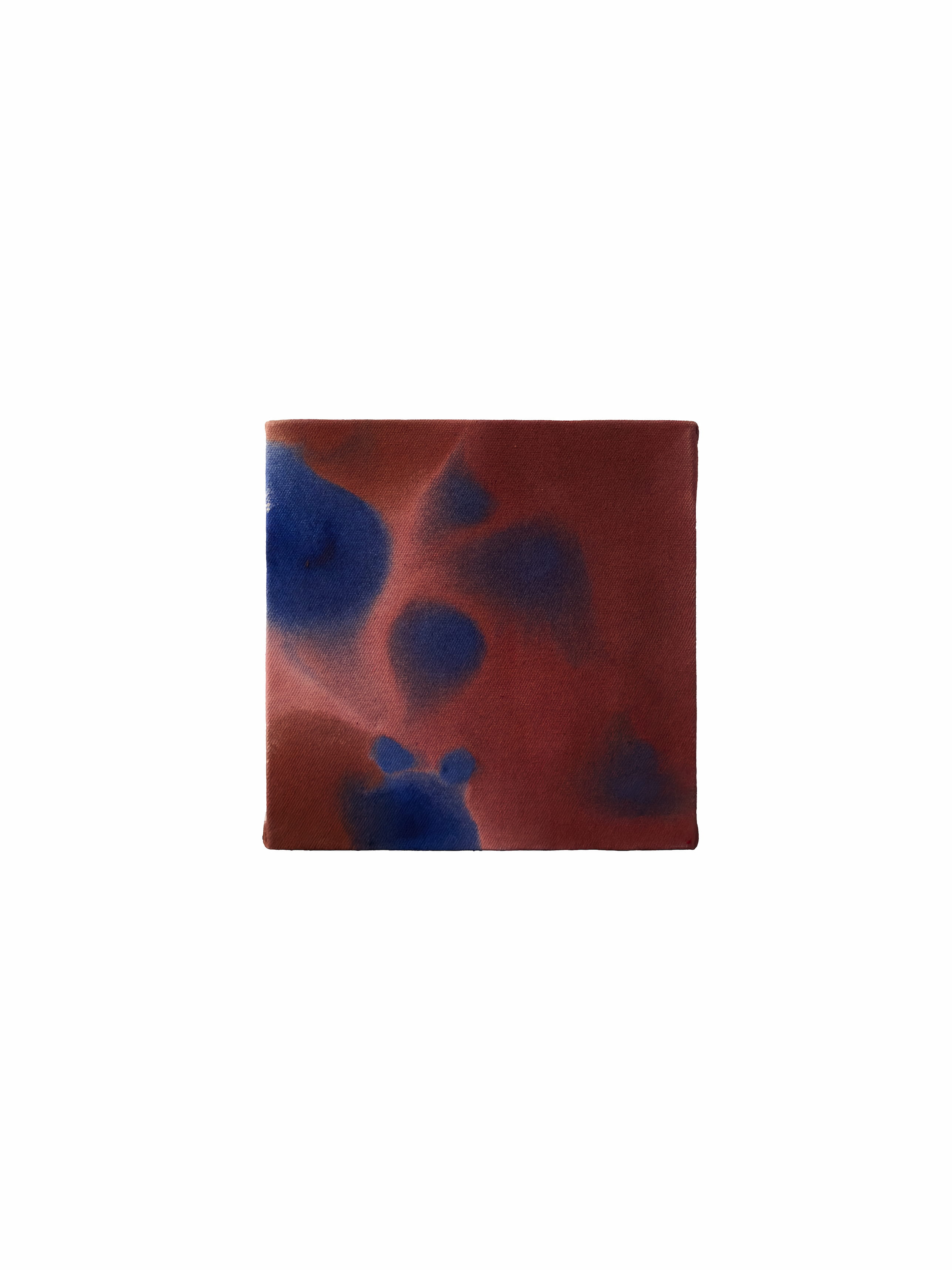 Atmosphere | red blue, acrylic on raw canvas, 18 × 18 cm, 2025, 150 €