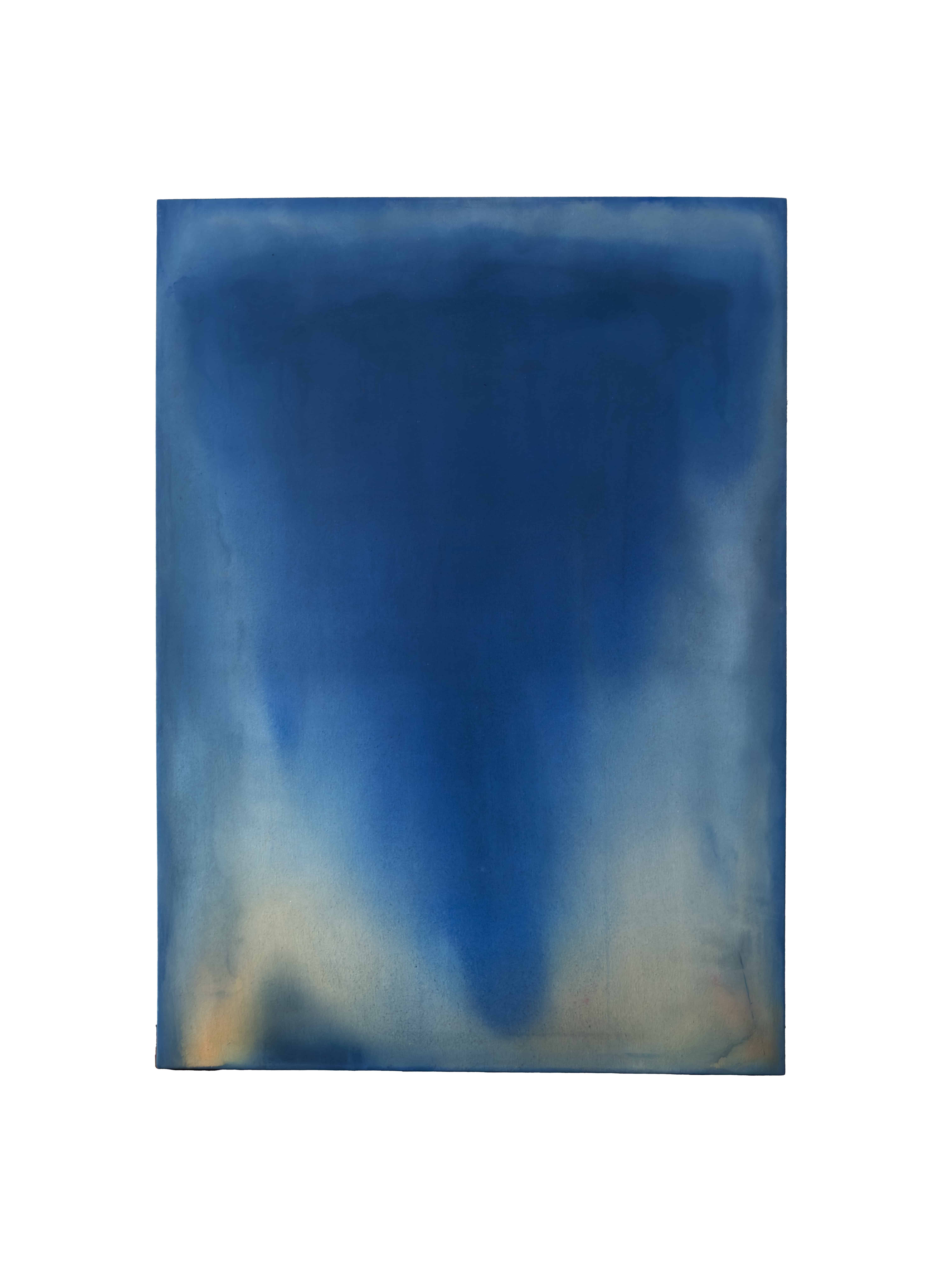 Chromatic | blue, acrylic on raw canvas, 100 × 70 cm, 2026, 950 €