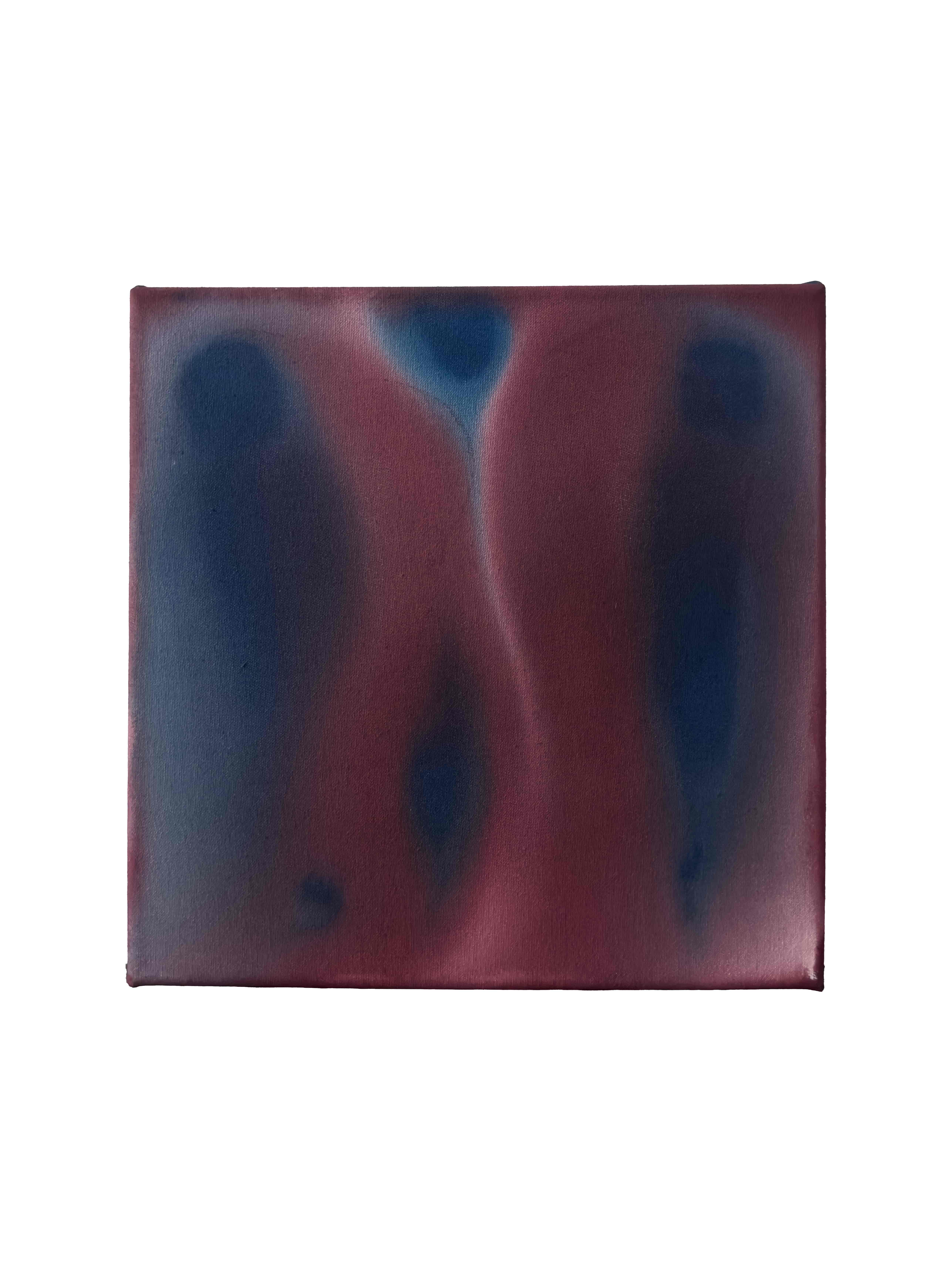 Atmosphere | burgundy navy, acrylic on raw canvas, 30 × 30 cm, 2026, 260 €